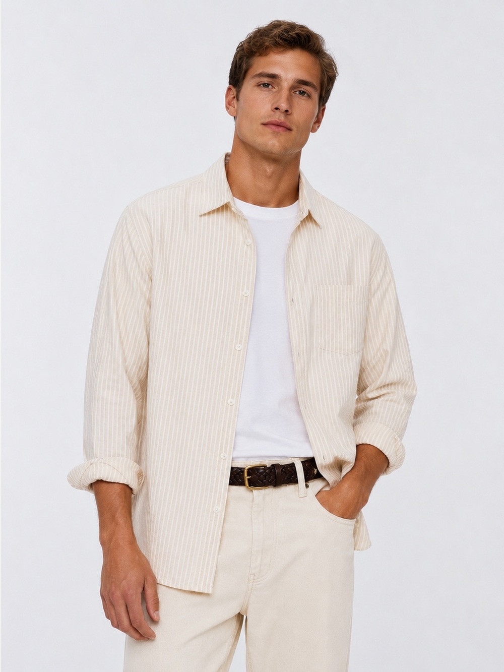 NWT Free Assembly Men's Long-Sleeve Linen-Blend Shirt, Size: 3XL